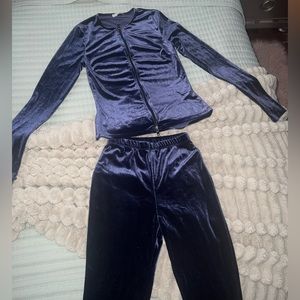2 piece dark purple velvet set